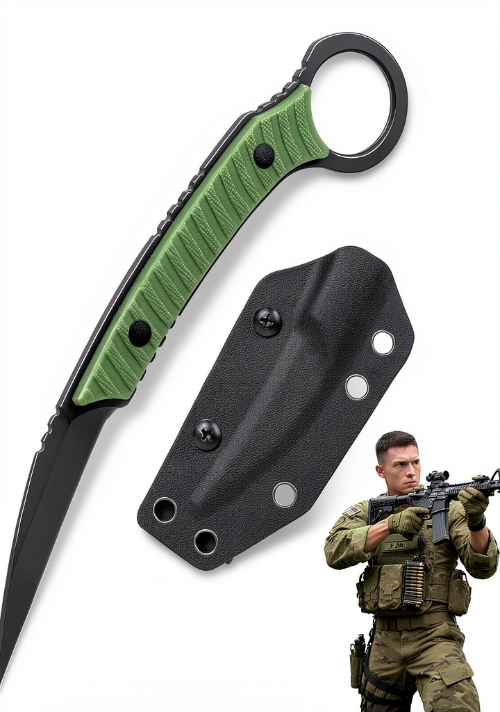 Whomyis K155 EDC fixed blade knife cutting rope during camping test