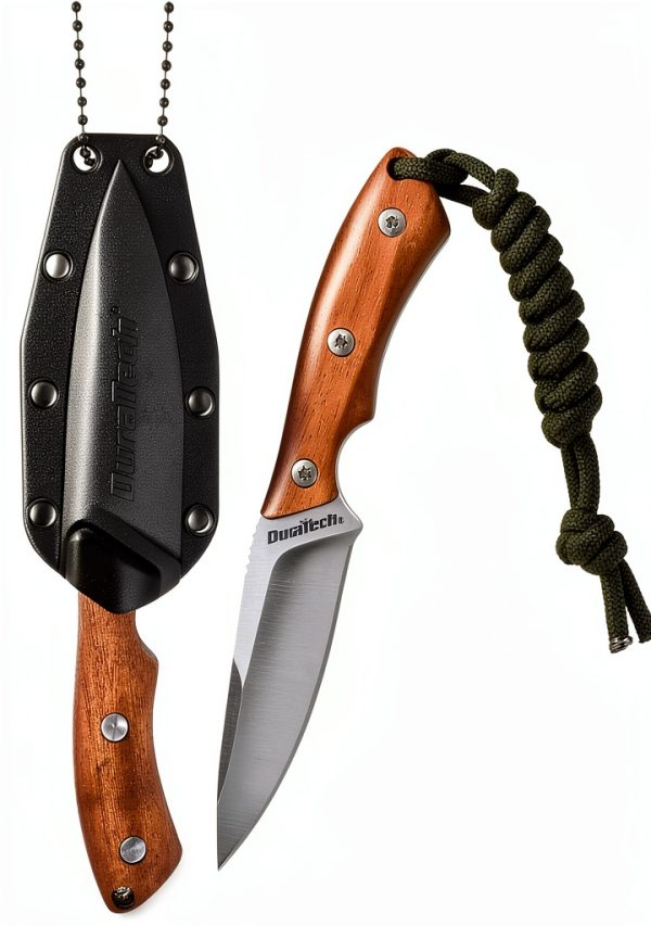 DURATECH Compact Fixed Blade Knife Stainless Steel Wood-7