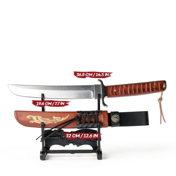 Purple Dragon Japanese Fixed Blade Knife D2 Steel Wood-1