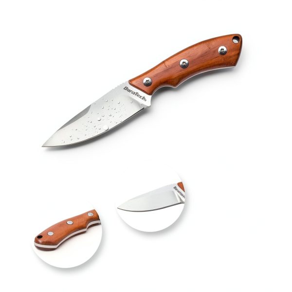 DURATECH Compact Fixed Blade Knife Stainless Steel Wood-5
