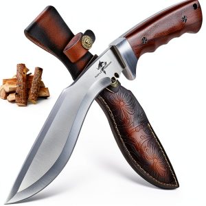 Kukri Knife Purple Dragon High Carbon Steel Wood Handle-0
