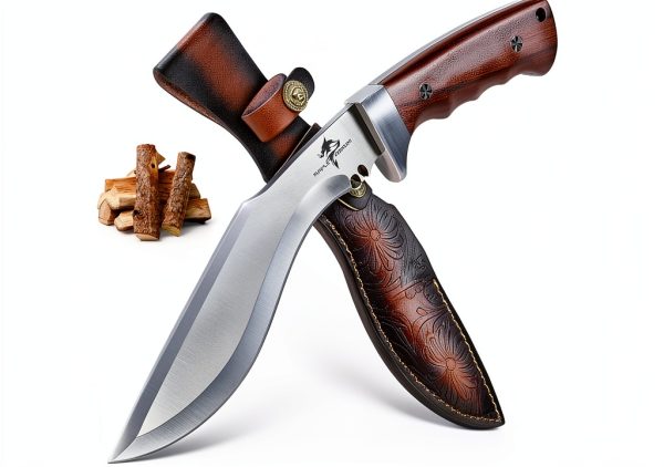 Kukri Knife Purple Dragon High Carbon Steel Wood Handle-0
