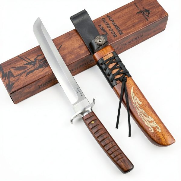 Purple Dragon Japanese Fixed Blade Knife D2 Steel Wood-6