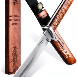 Purple Dragon Japanese Fixed Blade Knife D2 Steel Wood-0
