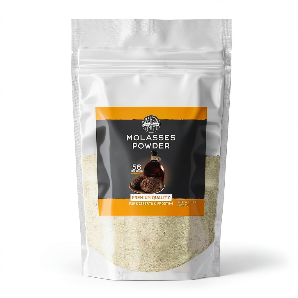 Birch Meadow Molasses Sugar Powder in resealable bag on kitchen counter