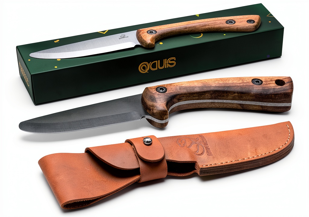 Installing BeaverCraft BSH Kid Bushcraft Knife Full Tang Walnut on a wooden desk